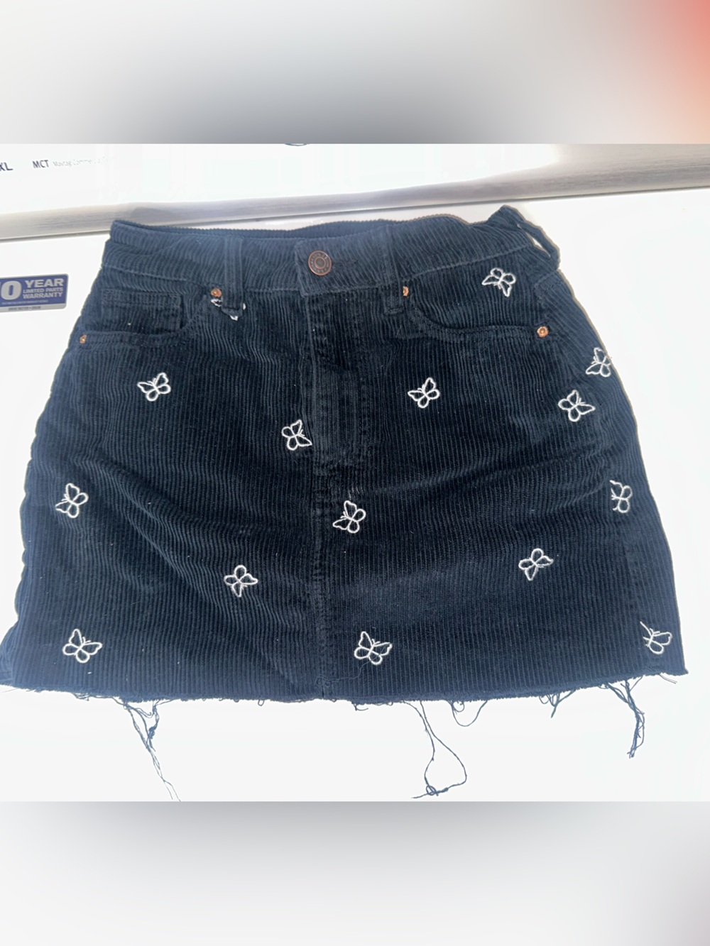 PacSun Corduroy Mini Skirt with White Embroidered Butterflies